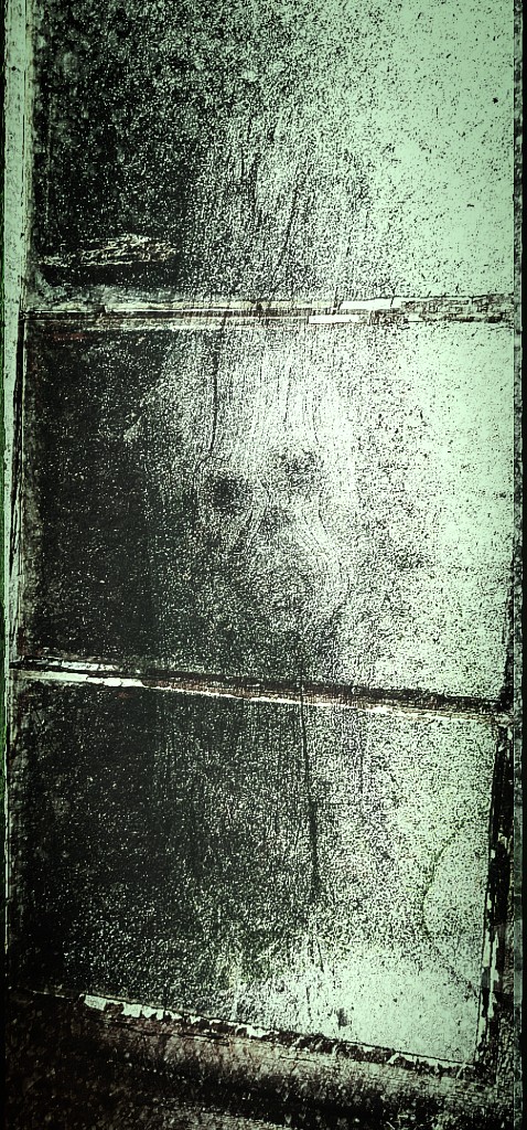 Don’t die — mint and black grain panel with a ghost skull